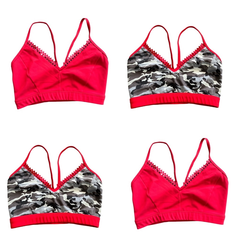 Track & Bliss reversible sports bra red and camo‎